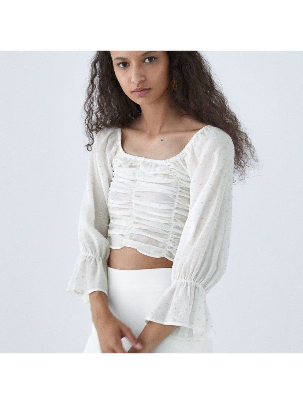 Zara | Crop top with Dotted Mesh
